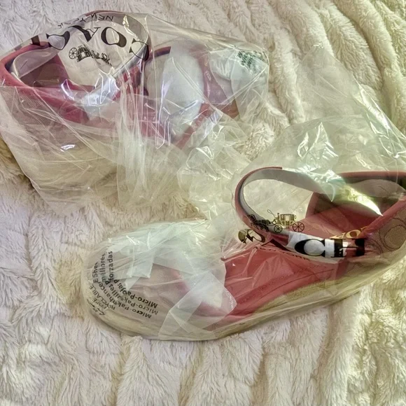 NEW Coach Raine Signature Jacquard Pink Espadrille Wedge Sandals Size 11M - Picture 14 of 16